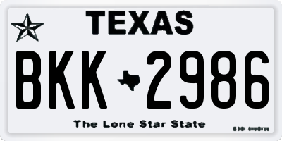 TX license plate BKK2986