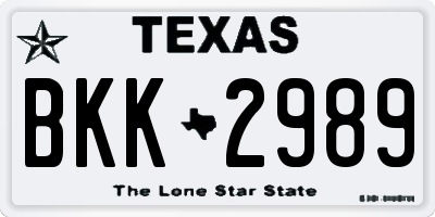 TX license plate BKK2989