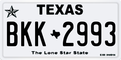 TX license plate BKK2993