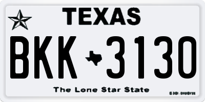 TX license plate BKK3130