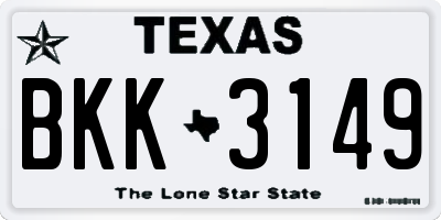 TX license plate BKK3149