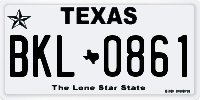 TX license plate BKL0861