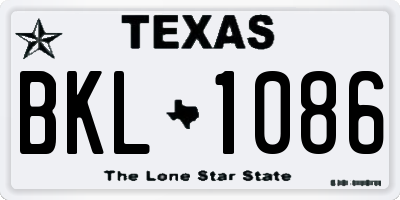 TX license plate BKL1086