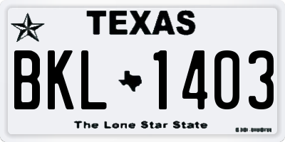 TX license plate BKL1403