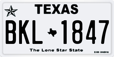TX license plate BKL1847