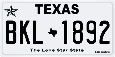 TX license plate BKL1892