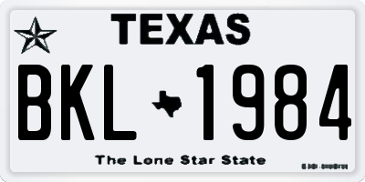 TX license plate BKL1984