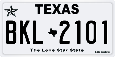 TX license plate BKL2101