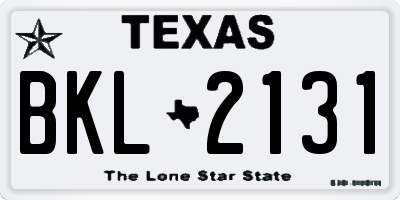 TX license plate BKL2131