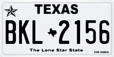TX license plate BKL2156