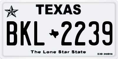 TX license plate BKL2239