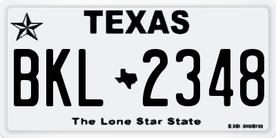 TX license plate BKL2348