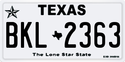 TX license plate BKL2363