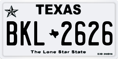TX license plate BKL2626