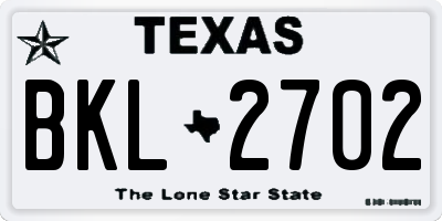 TX license plate BKL2702