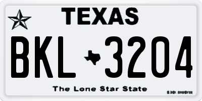 TX license plate BKL3204