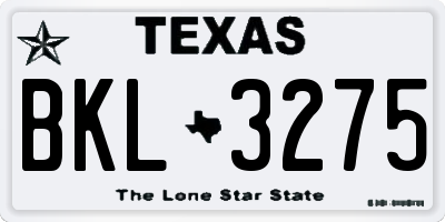 TX license plate BKL3275