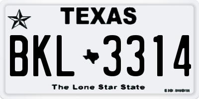 TX license plate BKL3314