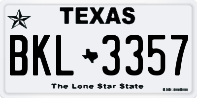 TX license plate BKL3357