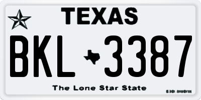 TX license plate BKL3387