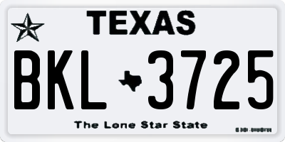 TX license plate BKL3725