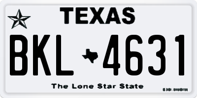 TX license plate BKL4631