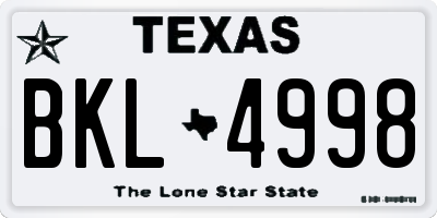 TX license plate BKL4998