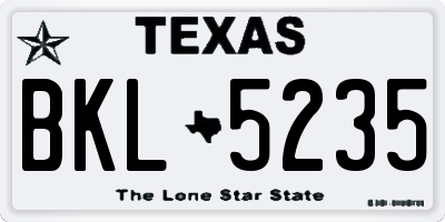 TX license plate BKL5235