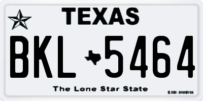 TX license plate BKL5464