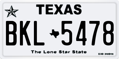 TX license plate BKL5478