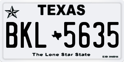TX license plate BKL5635