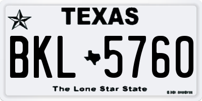 TX license plate BKL5760