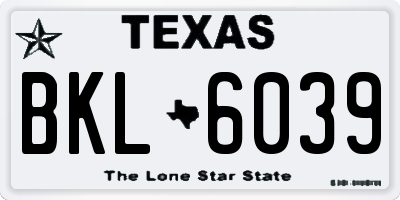 TX license plate BKL6039