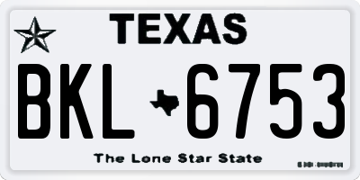 TX license plate BKL6753