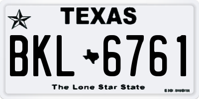 TX license plate BKL6761