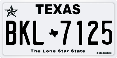 TX license plate BKL7125
