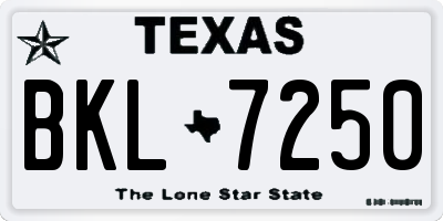 TX license plate BKL7250