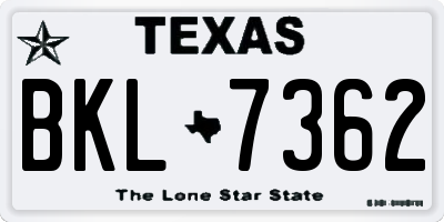 TX license plate BKL7362