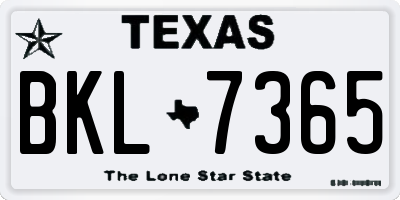 TX license plate BKL7365