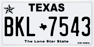 TX license plate BKL7543