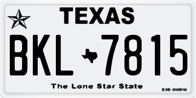 TX license plate BKL7815