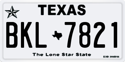TX license plate BKL7821