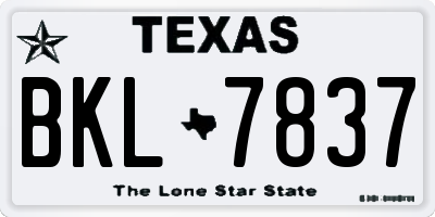 TX license plate BKL7837