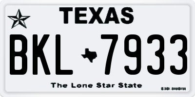 TX license plate BKL7933