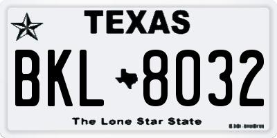 TX license plate BKL8032