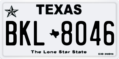 TX license plate BKL8046