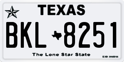 TX license plate BKL8251