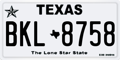 TX license plate BKL8758