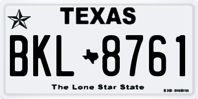TX license plate BKL8761