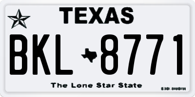 TX license plate BKL8771